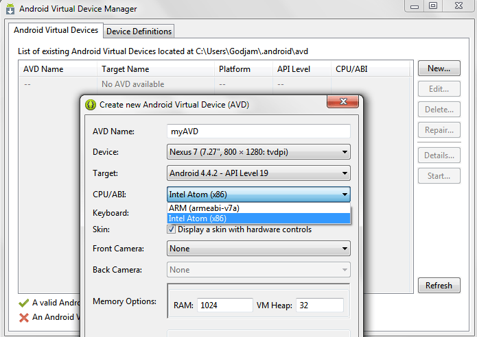 x86 virtual device creation